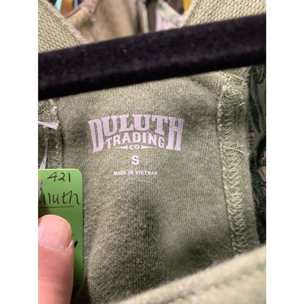 Duluth Trading Co Women's Souped-Up Sweats Fleece Lined Overalls in Heather Gree - Picture 3 of 6
